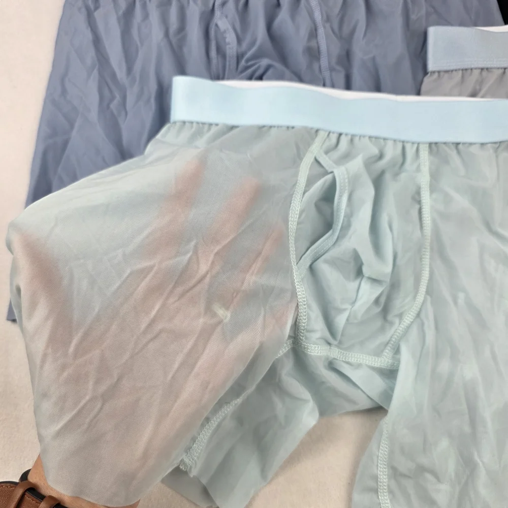 NWT Set Of 4‎ Men's Sheer Boxer Briefs Set - Black, Blue, Gray, Seafoam Sz Small
